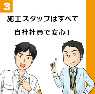 3.施工スタッフはすべて自社社員で安心！