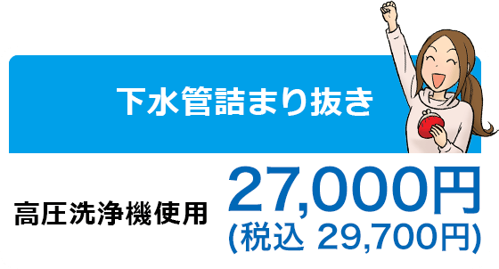 下水管詰まり抜き高圧洗浄機使用 \22,000＋税